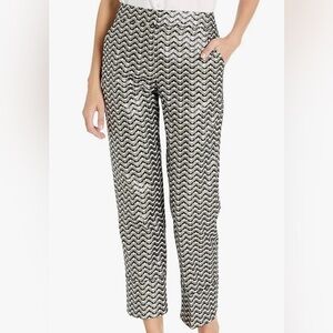Trina Turk -The Banshee pant cropped bootcut dress pant in metallic jacquard.